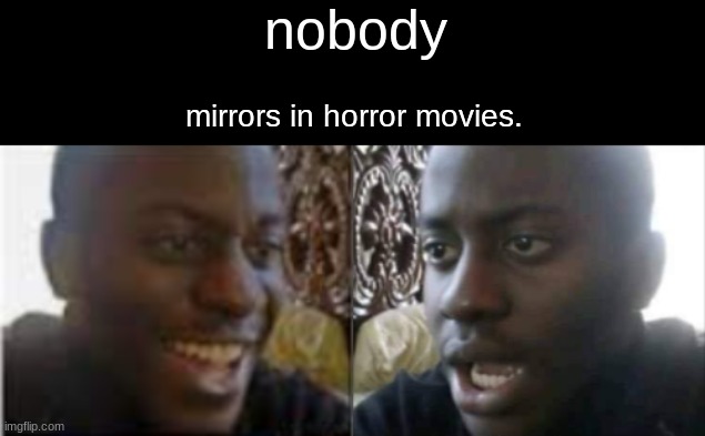 nobody; mirrors in horror movies. | image tagged in memes,funny | made w/ Imgflip meme maker