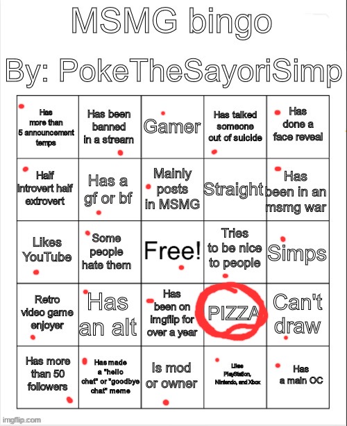 MSMG bingo by poke | image tagged in msmg bingo by poke | made w/ Imgflip meme maker