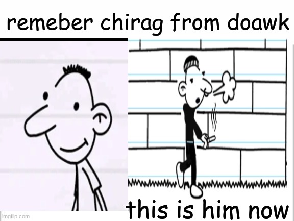 remeber chirag from doawk; this is him now | image tagged in white background,diary of a wimpy kid,funny,cool meme,stupid,feel old yet | made w/ Imgflip meme maker