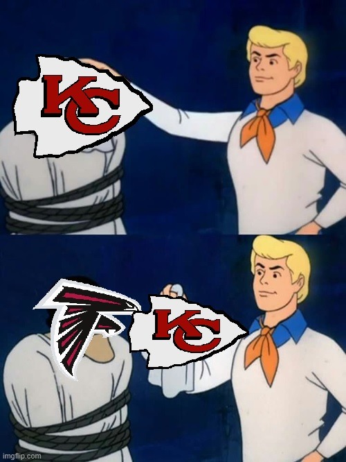 Blew a big lead in a championship game, sounds familiar. | image tagged in scooby doo mask reveal,kansas city chiefs | made w/ Imgflip meme maker