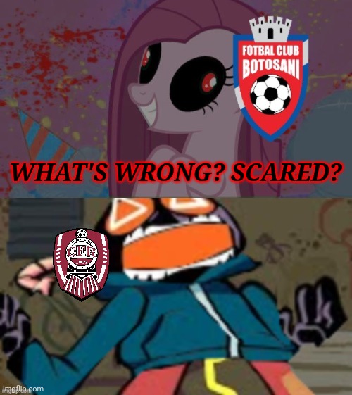 CFR Cluj 1-1 Botosani | WHAT'S WRONG? SCARED? | image tagged in cfr cluj,botosani,liga 1,fotbal,memes,funny | made w/ Imgflip meme maker