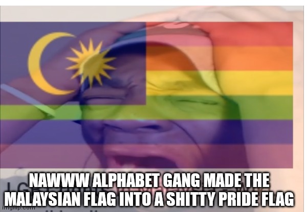 as a malaysian myself, seeing that is hella cringe | NAWWW ALPHABET GANG MADE THE MALAYSIAN FLAG INTO A SHITTY PRIDE FLAG | made w/ Imgflip meme maker