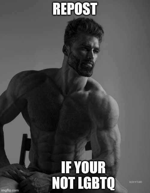 Repost #1 | REPOST; IF YOUR NOT LGBTQ | image tagged in giga chad | made w/ Imgflip meme maker