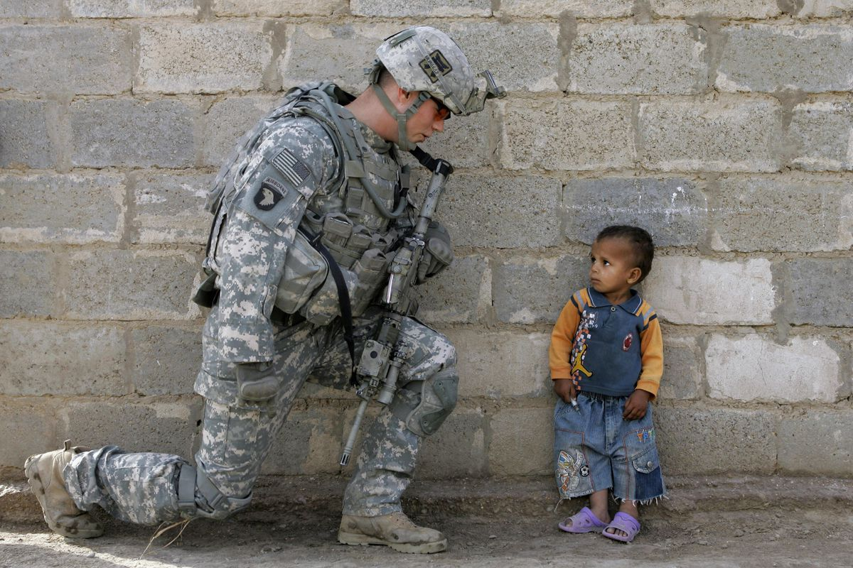 High Quality soldier and child Blank Meme Template