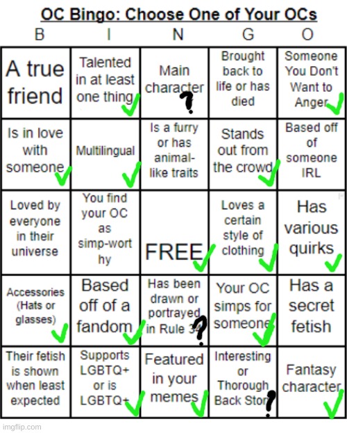 No bingos :( | image tagged in jer-sama's oc bingo,bingo,original character,oh wow are you actually reading these tags | made w/ Imgflip meme maker