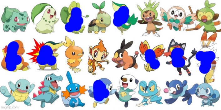 What starters id choose for each region | image tagged in pokemon | made w/ Imgflip meme maker