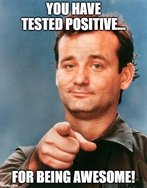Bill Murray You're Awesome | YOU HAVE TESTED POSITIVE... FOR BEING AWESOME! | image tagged in bill murray you're awesome | made w/ Imgflip meme maker