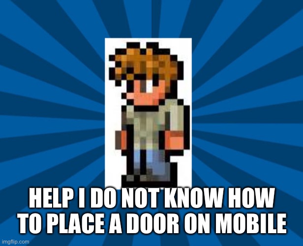 Terraria Guide | HELP I DO NOT KNOW HOW TO PLACE A DOOR ON MOBILE | image tagged in terraria guide | made w/ Imgflip meme maker