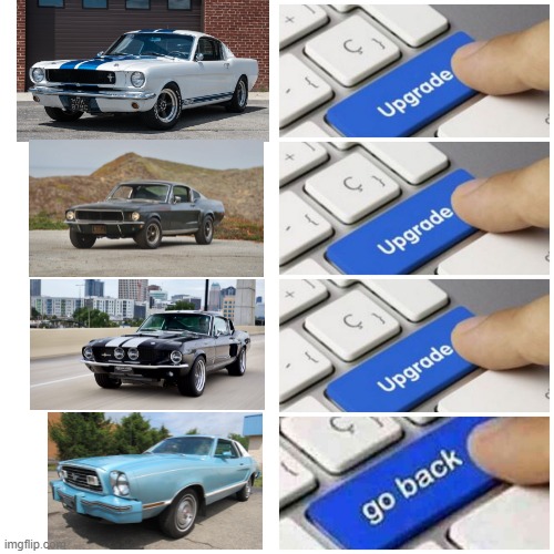 Ford in 1974 be like: | image tagged in upgrade,cars,upgrade go back | made w/ Imgflip meme maker