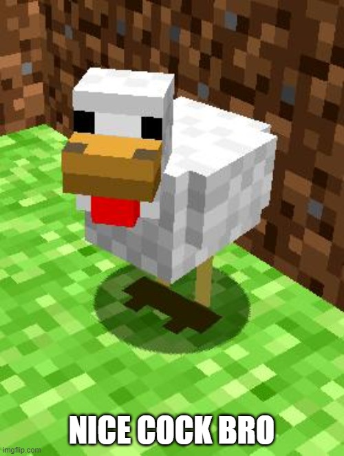 Minecraft Advice Chicken | NICE COCK BRO | image tagged in minecraft advice chicken | made w/ Imgflip meme maker