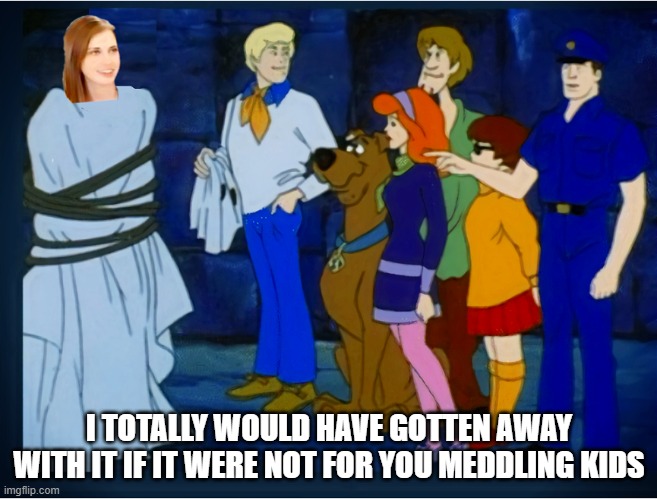 Meddling Kids | I TOTALLY WOULD HAVE GOTTEN AWAY WITH IT IF IT WERE NOT FOR YOU MEDDLING KIDS | image tagged in i totally would have gotten away with it,overly attached girlfriend,scooby doo mask reveal,scooby doo meddling kids | made w/ Imgflip meme maker