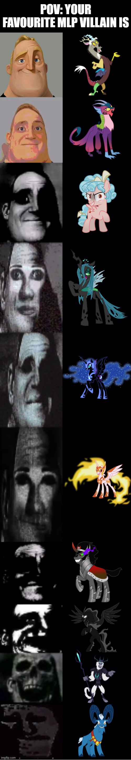 your favourite MLP villain is | POV: YOUR FAVOURITE MLP VILLAIN IS | image tagged in mr incredible becoming uncanny | made w/ Imgflip meme maker
