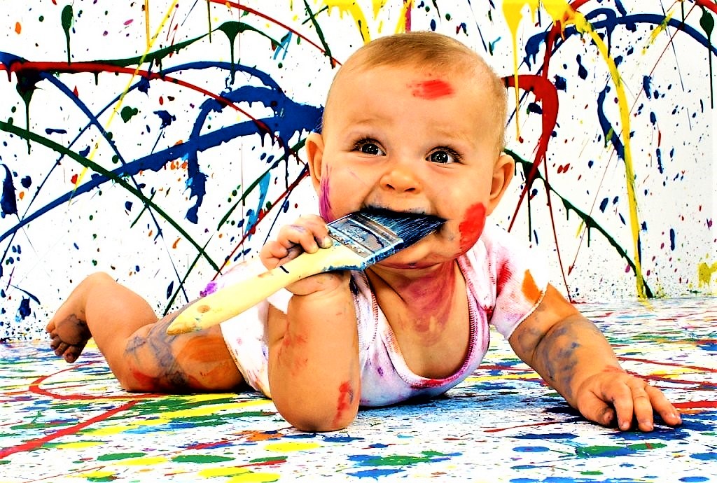 Baby eats paint Blank Meme Template