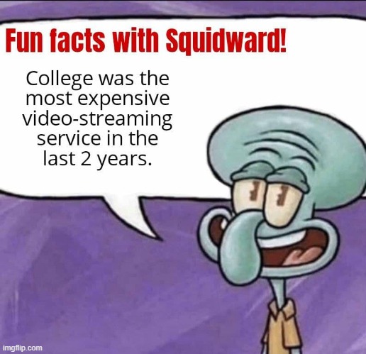 Most Expensive Streaming service? | image tagged in memes,fun facts with squidward,fun,college,streaming | made w/ Imgflip meme maker