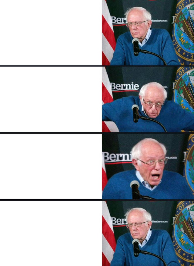 High Quality Bernie excited and then disappointed Blank Meme Template