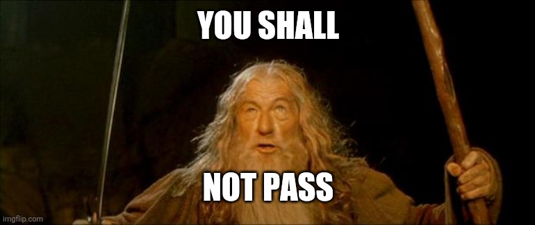 gandalf you shall not pass | YOU SHALL NOT PASS | image tagged in gandalf you shall not pass | made w/ Imgflip meme maker