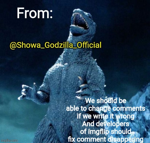 Showa_Godzilla_Official annoucment template - Imgflip