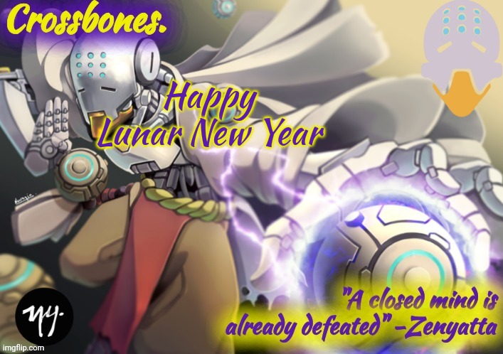 Crossbones Zenyatta temp | Happy Lunar New Year | image tagged in crossbones zenyatta temp | made w/ Imgflip meme maker