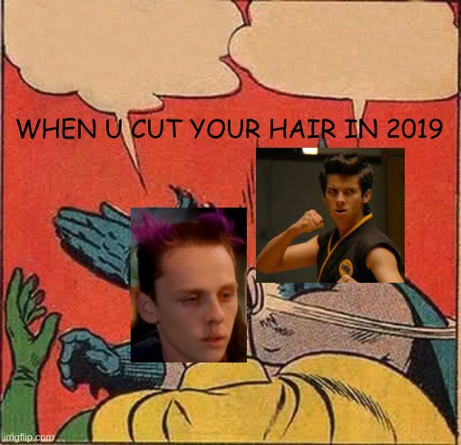 i like ur cut | WHEN U CUT YOUR HAIR IN 2019 | image tagged in memes,batman slapping robin | made w/ Imgflip meme maker