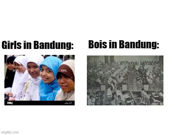 But in Bandung with your bois | Girls in Bandung:; Bois in Bandung: | image tagged in blank white template,memes | made w/ Imgflip meme maker