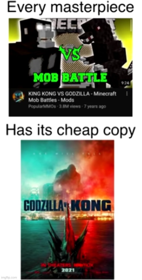 Godzilla vs. Kong | image tagged in minecraft | made w/ Imgflip meme maker