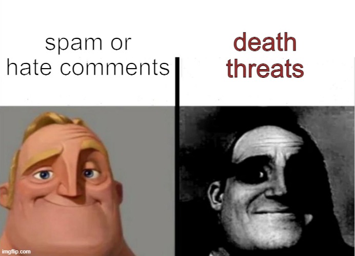Teacher's Copy | spam or hate comments death threats | image tagged in teacher's copy | made w/ Imgflip meme maker