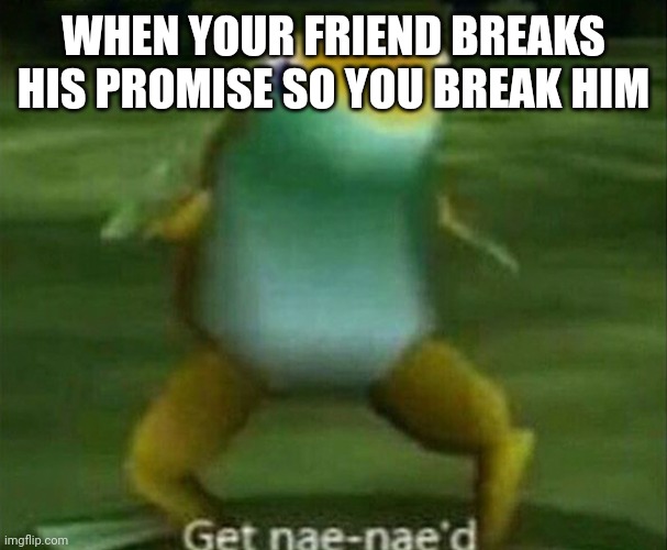 Get nae-nae'd | WHEN YOUR FRIEND BREAKS HIS PROMISE SO YOU BREAK HIM | image tagged in get nae-nae'd | made w/ Imgflip meme maker