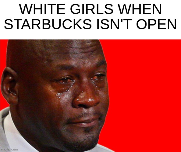 star boos | WHITE GIRLS WHEN STARBUCKS ISN'T OPEN | image tagged in jordan crying meme | made w/ Imgflip meme maker