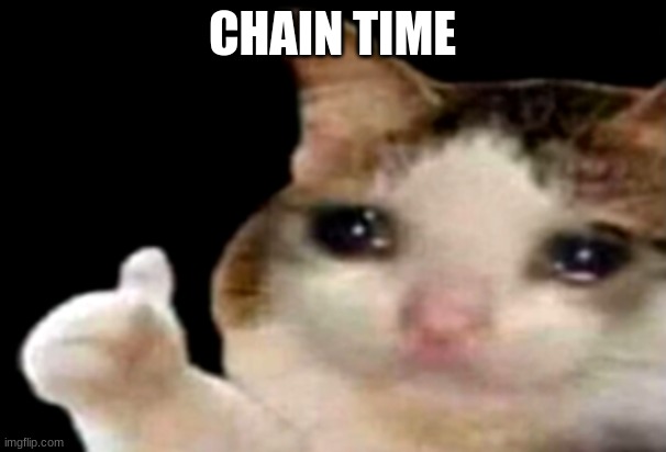 Sad cat thumbs up | CHAIN TIME | image tagged in sad cat thumbs up | made w/ Imgflip meme maker