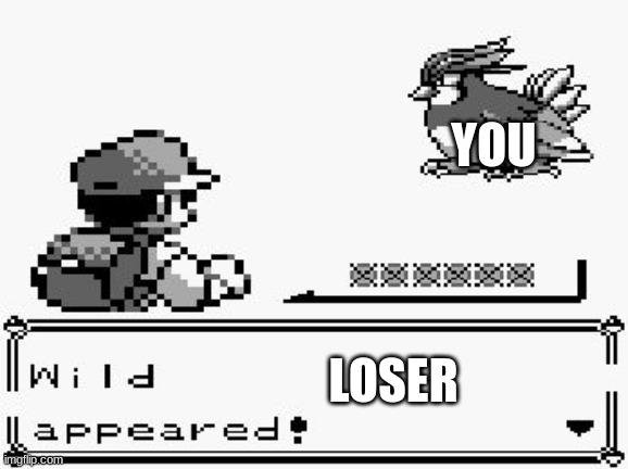 pokemon appears | YOU; LOSER | image tagged in pokemon appears | made w/ Imgflip meme maker