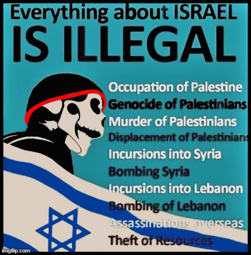 Illegal Israel | image tagged in israel,palestine,murder,genocide,war crime,war crimes | made w/ Imgflip meme maker