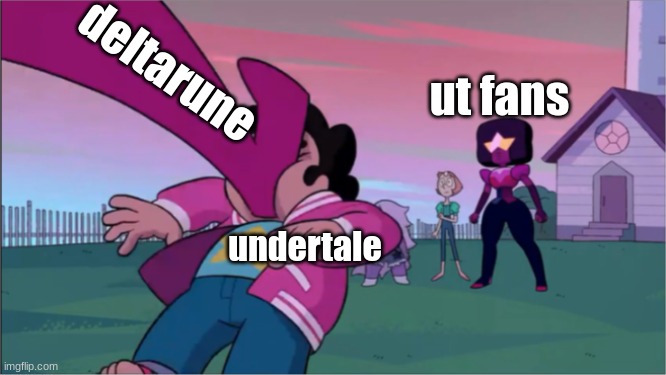 Idk you guys choose | deltarune; ut fans; undertale | image tagged in steven universe the movie template | made w/ Imgflip meme maker