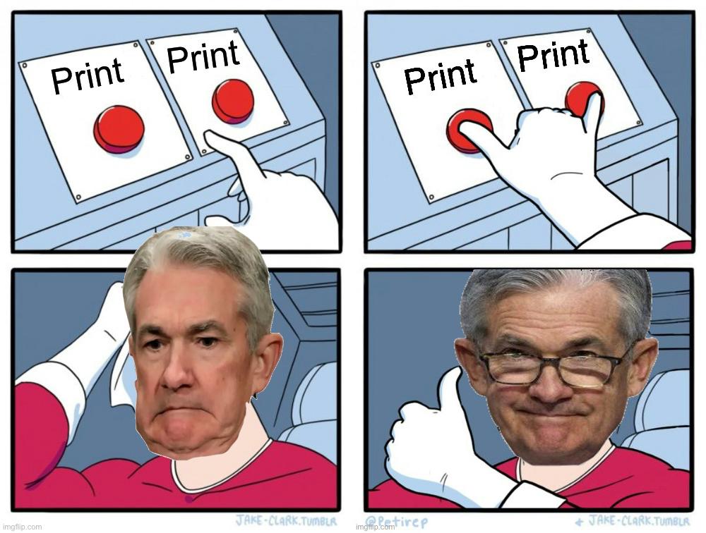 Jerome Powell & The Money Printer 2.0 Blank Meme Template