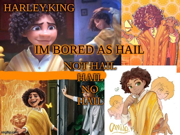 *sighs* auto correct. its supposed to say hell but ye | IM BORED AS HAIL; NOT HAIL
HAIL
NO
HAIL | image tagged in camilo my love | made w/ Imgflip meme maker