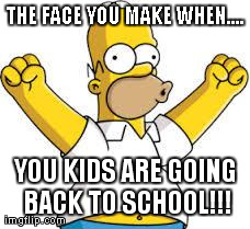 THE FACE YOU MAKE WHEN.... YOU KIDS ARE GOING BACK TO SCHOOL!!! | image tagged in funny,homer simpson | made w/ Imgflip meme maker