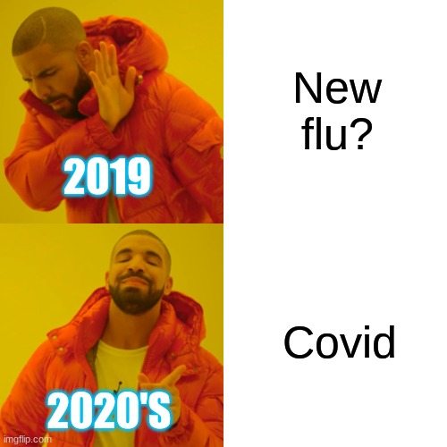 Drake Hotline Bling Meme | New flu? 2019; Covid; 2020'S | image tagged in memes,drake hotline bling | made w/ Imgflip meme maker