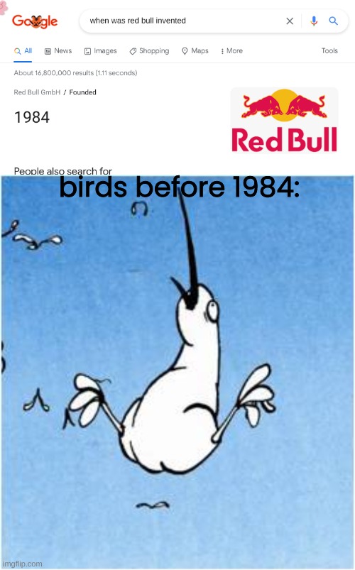WE NEED WINGS | birds before 1984: | image tagged in memes,funny,redbull | made w/ Imgflip meme maker