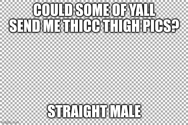 Please | COULD SOME OF YALL SEND ME THICC THIGH PICS? STRAIGHT MALE | image tagged in free | made w/ Imgflip meme maker