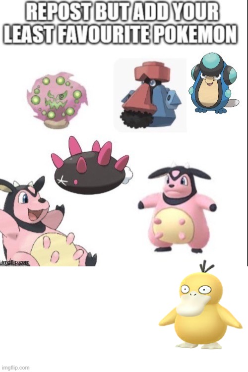 I added Psyduck | image tagged in memes,blank transparent square,psyduck,pokemon,least favorite,why are you reading this | made w/ Imgflip meme maker