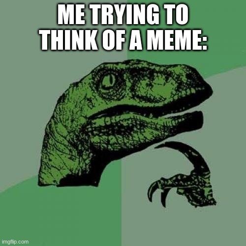 Hmmm.... | ME TRYING TO THINK OF A MEME: | image tagged in memes,philosoraptor | made w/ Imgflip meme maker