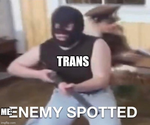 enemy spotted | TRANS ME: | image tagged in enemy spotted | made w/ Imgflip meme maker