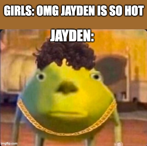 hottest boy in your area | GIRLS: OMG JAYDEN IS SO HOT; JAYDEN: | image tagged in funny,memes,funny meme,dumb | made w/ Imgflip meme maker