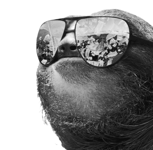 Sloth sunglasses grayscale transparent Blank Meme Template