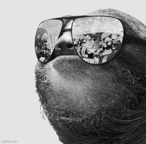Sloth sunglasses grayscale transparent | image tagged in sloth sunglasses grayscale transparent | made w/ Imgflip meme maker