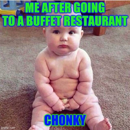 facts |  ME AFTER GOING TO A BUFFET RESTAURANT; CHONKY | image tagged in fat baby | made w/ Imgflip meme maker