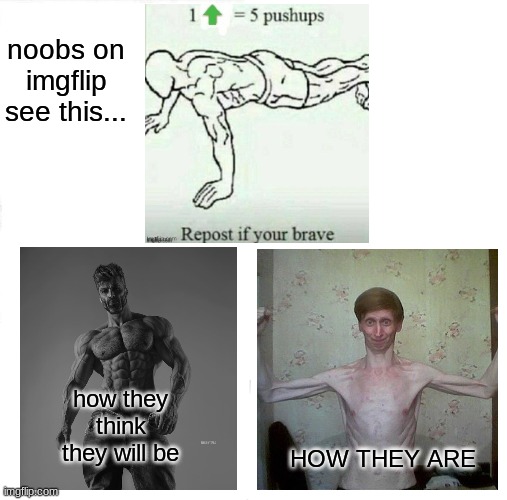 the stud life | noobs on imgflip see this... how they think they will be; HOW THEY ARE | image tagged in memes,strong | made w/ Imgflip meme maker