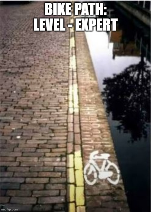 Might Be a Tough Ride | BIKE PATH: LEVEL - EXPERT | image tagged in you had one job | made w/ Imgflip meme maker