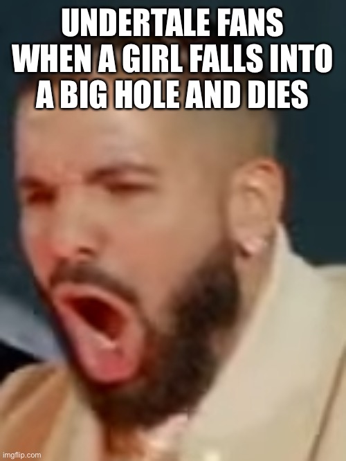 Drake pog | UNDERTALE FANS WHEN A GIRL FALLS INTO A BIG HOLE AND DIES | image tagged in drake pog | made w/ Imgflip meme maker