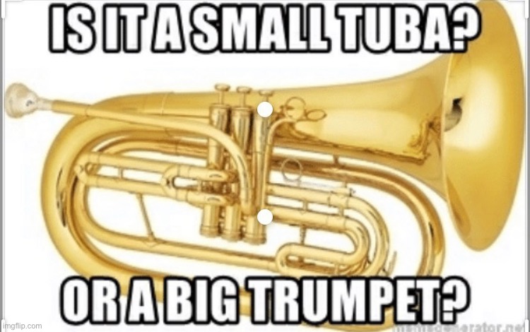 baritone is just the trombone but it looks like a tuba. we have the same notes and stuff- | made w/ Imgflip meme maker