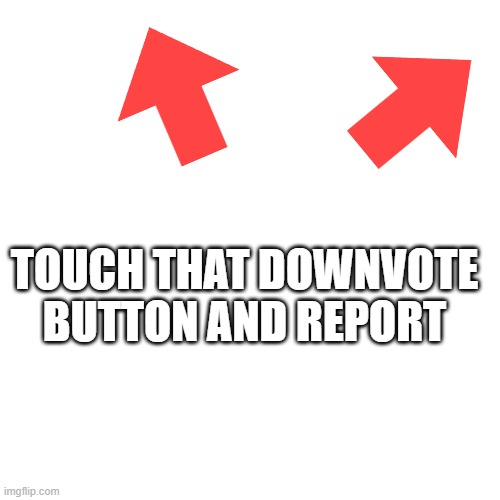 Blank Transparent Square Meme | TOUCH THAT DOWNVOTE BUTTON AND REPORT | image tagged in memes,blank transparent square | made w/ Imgflip meme maker